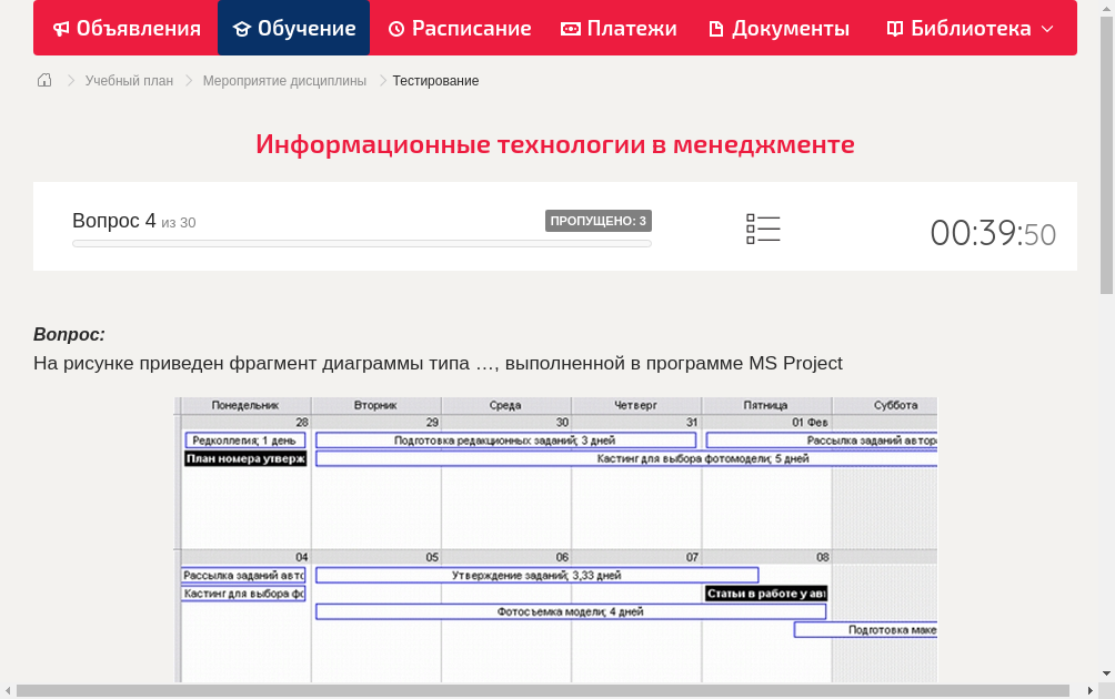 На рисунке приведен фрагмент диаграммы типа …,  выполненной в программе MS Project 